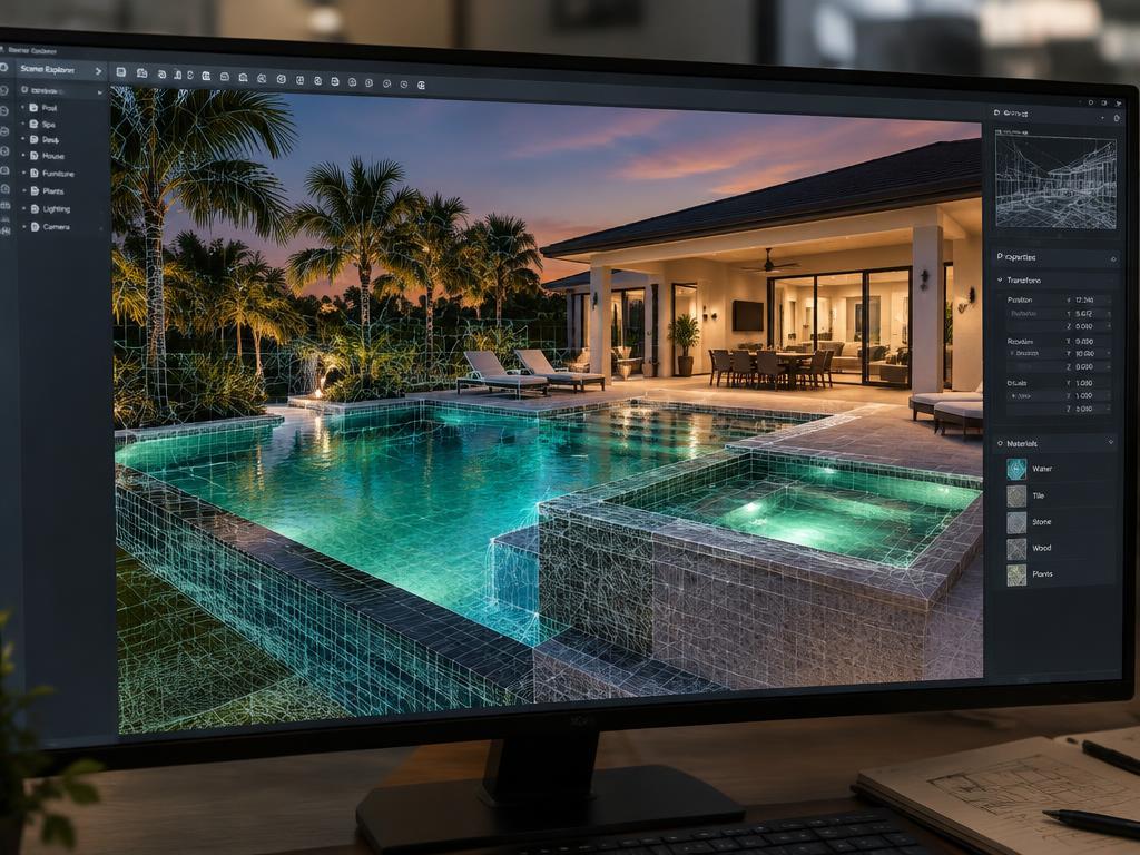 3D Architectural Pool & Backyard Design